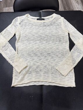 Forever 21 Cream Open Crochet Knit Top
